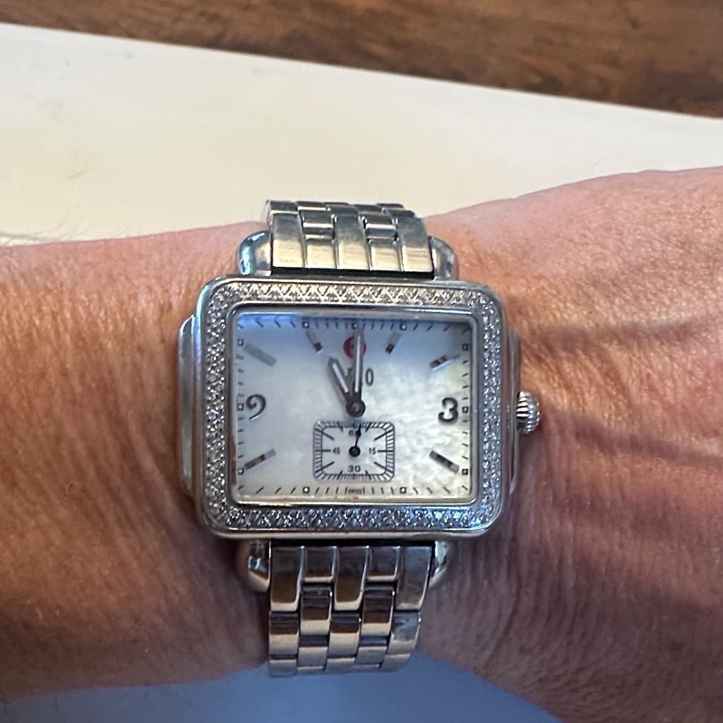 Michele Silver Watch With White MotherOfPearl Dial